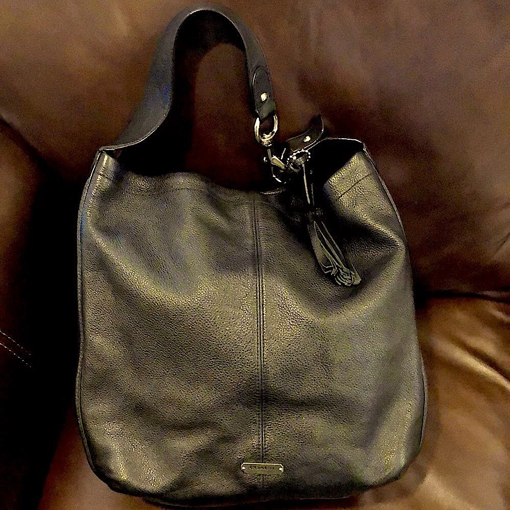 Vintage COACH Avery Black Tumbled Leather Shoulder Bag 
Teal Lining - Picture 17 of 17